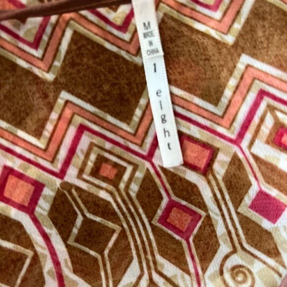 Nine 1 Eight semi sheer print embroidered tie front top size M - Picture 6 of 6